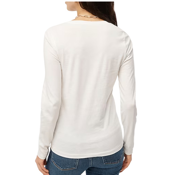 NWT J. Crew White Long-Sleeve Vintage Slub Cotton V-Neck Tee - SIZE XL - Picture 4 of 9